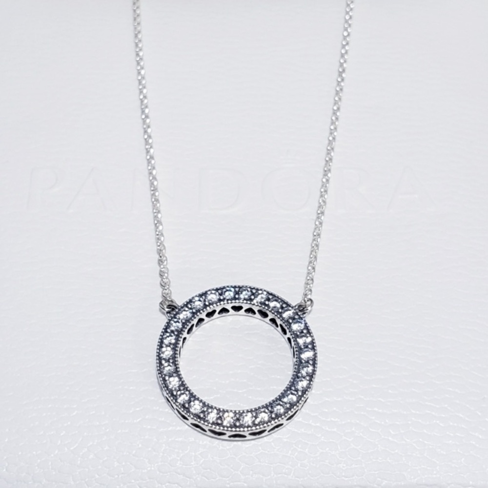 Pandora Jewelry Circle of Sparkle Cubic Zirconia Necklace in Sterling Silver